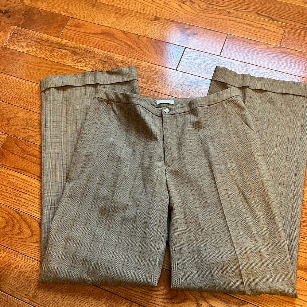Old Navy Brown Plaid Wide Leg Pants